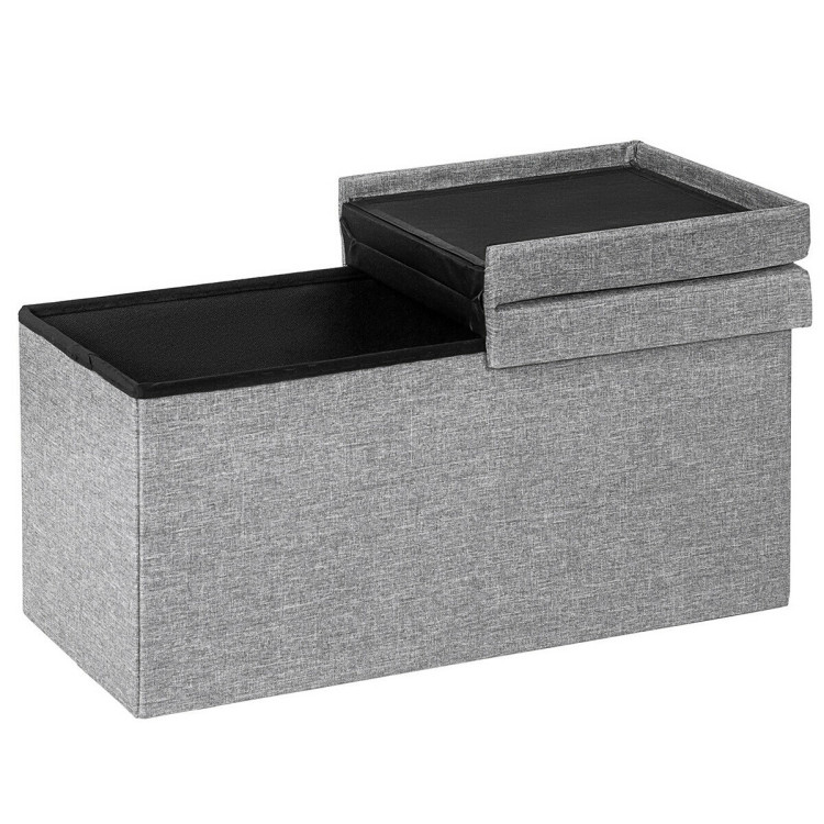 30 Inch Folding Storage Ottoman with Lift Top-Light GrayCostway Gallery View 10 of 12