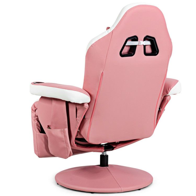 Ergonomic High Back Massage Gaming Chair with Pillow-PinkCostway Gallery View 9 of 12