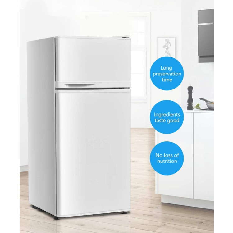 2 Doors Cold-rolled Sheet Compact Refrigerator-WhiteCostway Gallery View 8 of 12