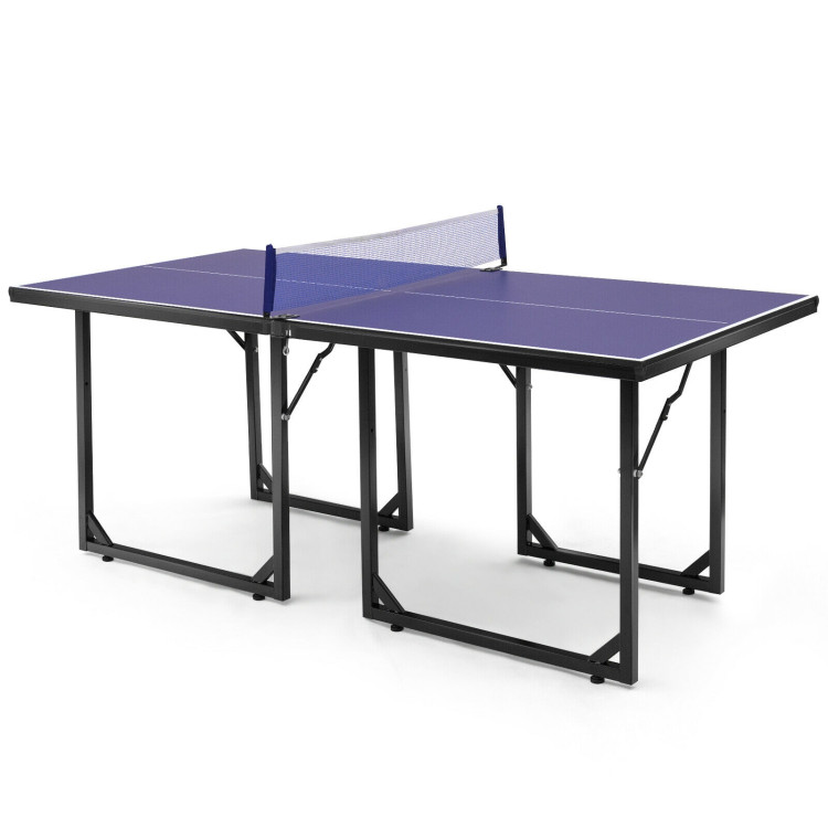 Multi-Use Foldable Midsize Removable Compact Ping-pong Table Costway Gallery View 4 of 12
