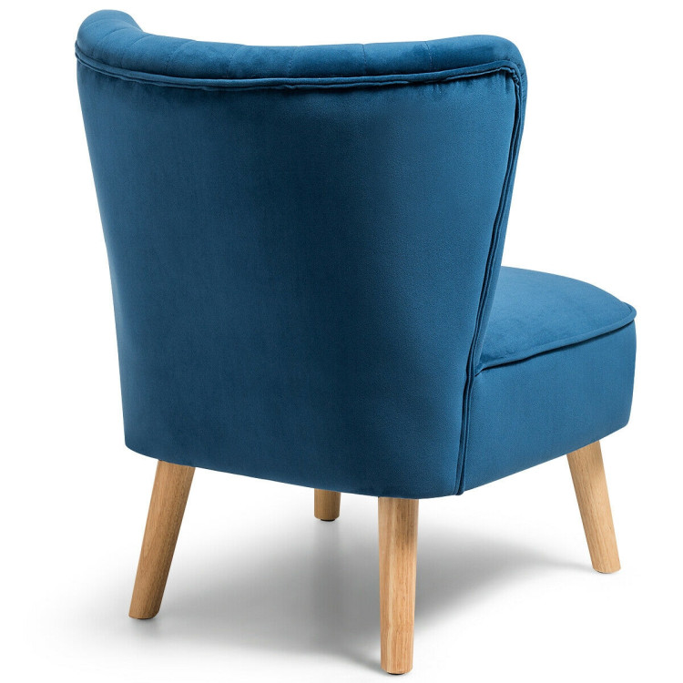 Modern Armless Velvet Accent Chair with Wood Legs-BlueCostway Gallery View 8 of 12