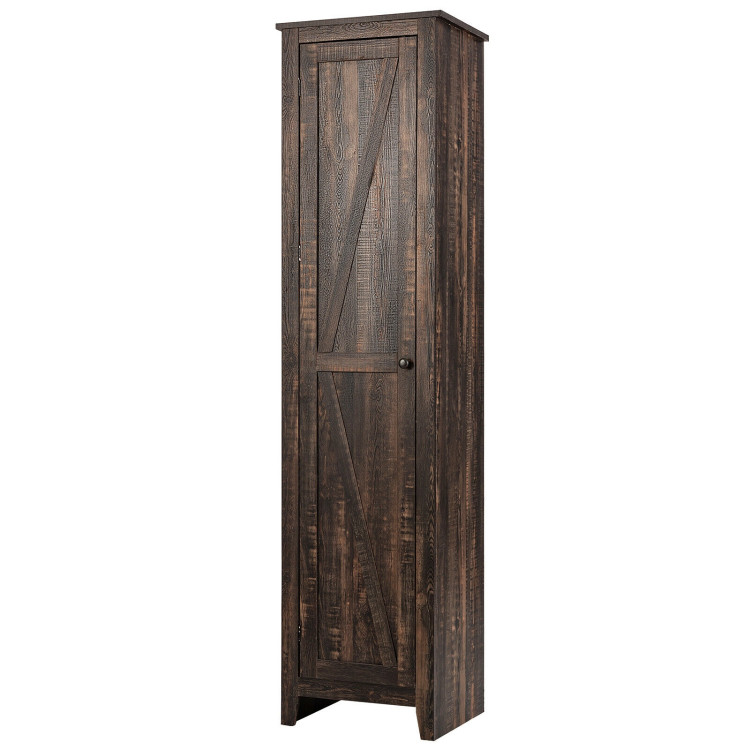 ANTSKU Tall Bathroom Cabinet with 5 Shelves and Drawer, Slim Storage Tower  with Adjustable Shelves and Cabinet, Narrow Bathroom Cabinet, Linen Cabinet
