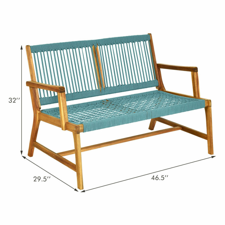 2-Person Acacia Wood Yard Bench for Balcony and Patio-TurquoiseCostway Gallery View 5 of 10