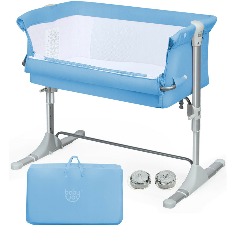 Travel Portable Baby Bed Side Sleeper  Bassinet Crib with Carrying Bag-BlueCostway Gallery View 7 of 11