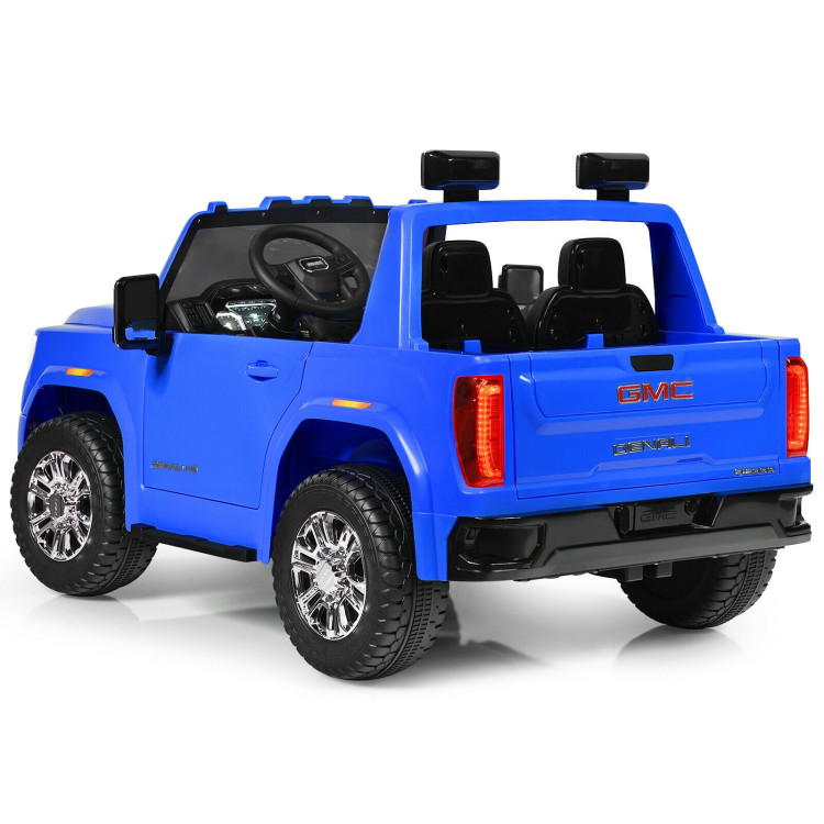 12V 2-Seater Licensed GMC Kids Ride On Truck RC Electric Car with Storage Box-BlueCostway Gallery View 7 of 13