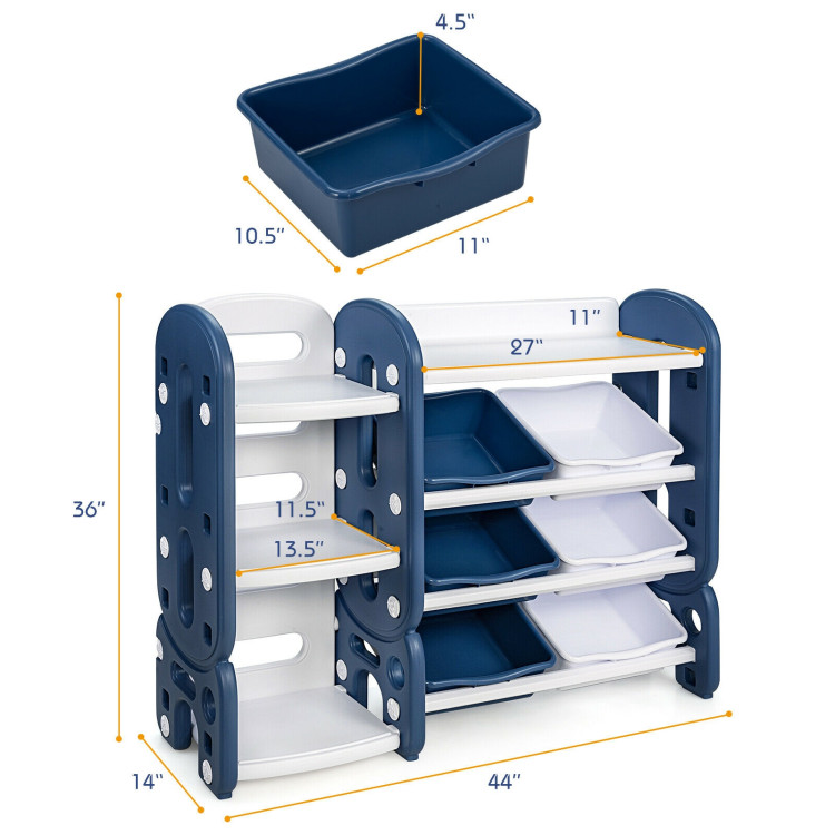 Kids Toy Storage Organizer with Bins and Multi-Layer Shelf for Bedroom Playroom -BlueCostway Gallery View 4 of 12