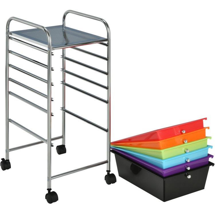 6 Drawers Rolling Storage Cart Organizer-MulticolorCostway Gallery View 9 of 13