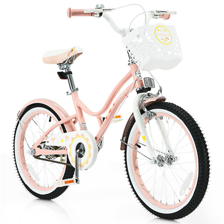 18 Inch Kids Adjustable Bike Toddlers with Training Wheels-PinkCostway Gallery View 7 of 12