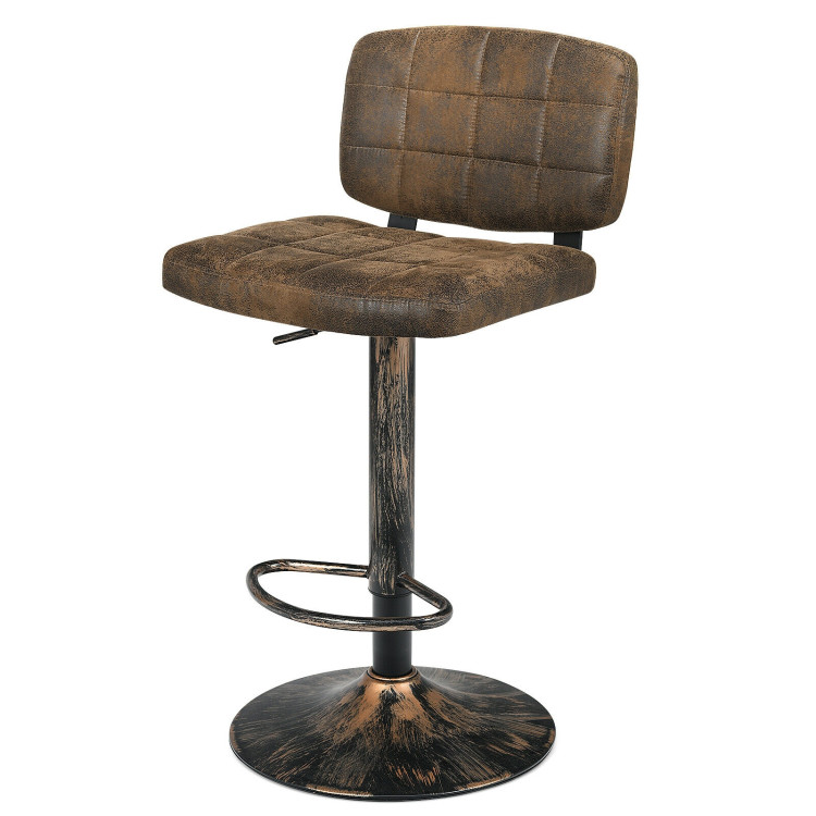 Set of 2 Vintage Bar Stools with Adjustable Height and FootrestCostway Gallery View 12 of 12