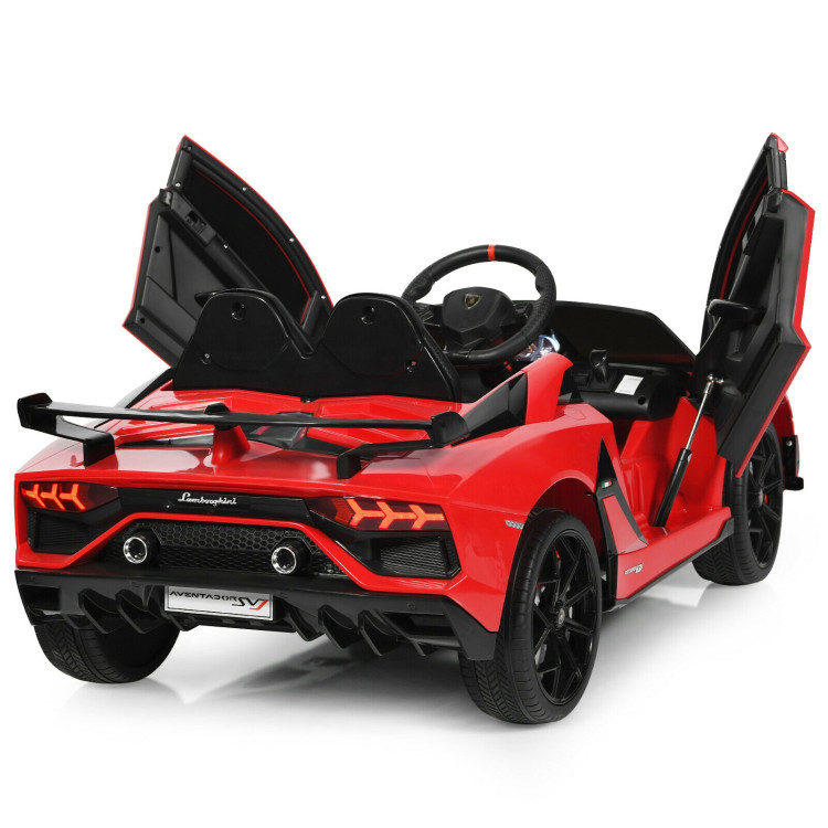 12V Licensed Lamborghini SVJ RC Kids Ride On Car with Trunk and Music-RedCostway Gallery View 9 of 12