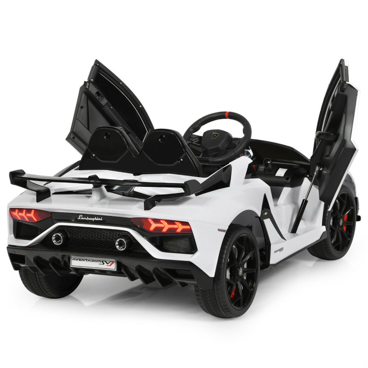 12 V Licensed Lamborghini SVJ RC Kids Ride On Car with Trunk and Music-WhiteCostway Gallery View 9 of 12