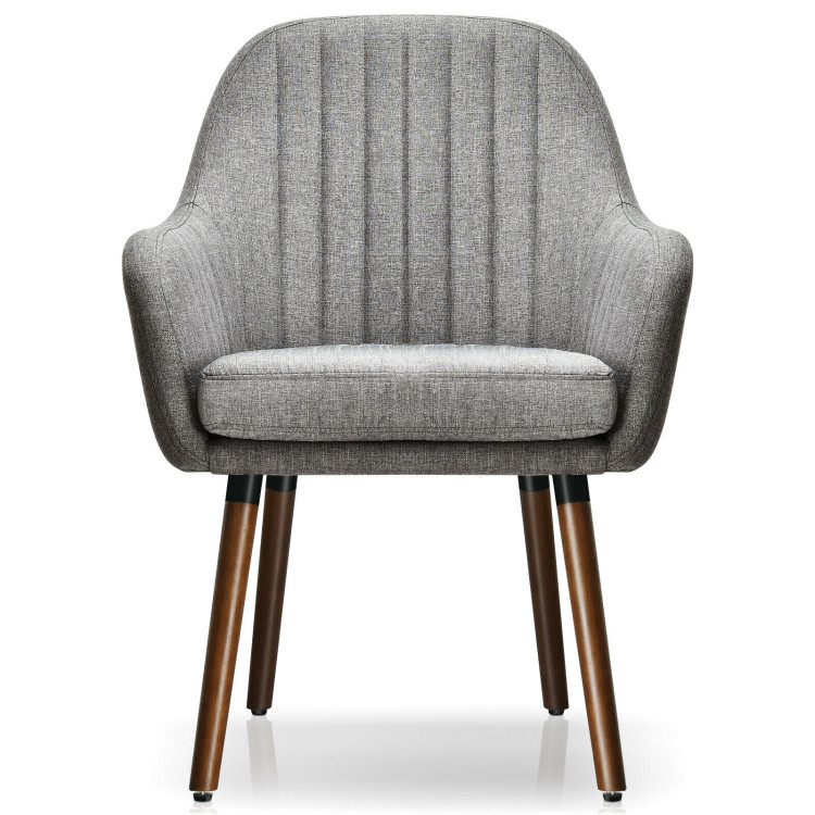 Set of 2 Fabric Upholstered Accent Chairs with Wooden Legs-GrayCostway Gallery View 5 of 12