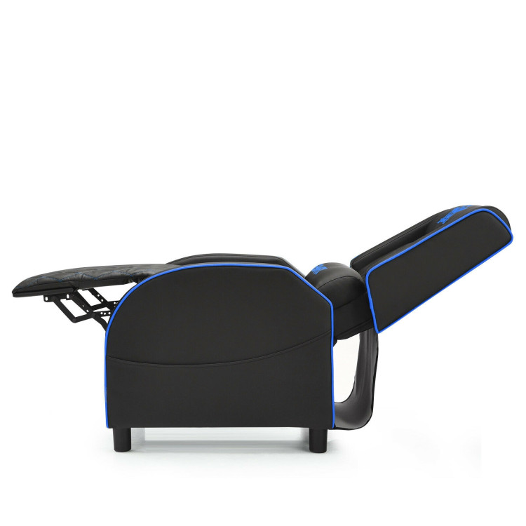 Massage Gaming Recliner Chair with Headrest and Adjustable Backrest for Home Theater-BlueCostway Gallery View 9 of 12