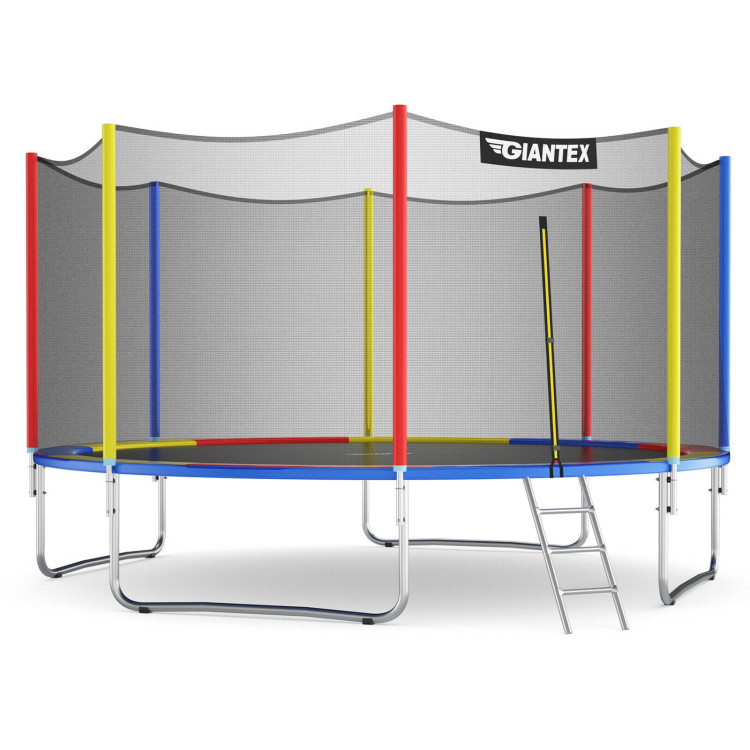 14 Feet Trampoline with Safety Enclosure Net and Ladder Outdoor for Kids AdultsCostway Gallery View 1 of 12