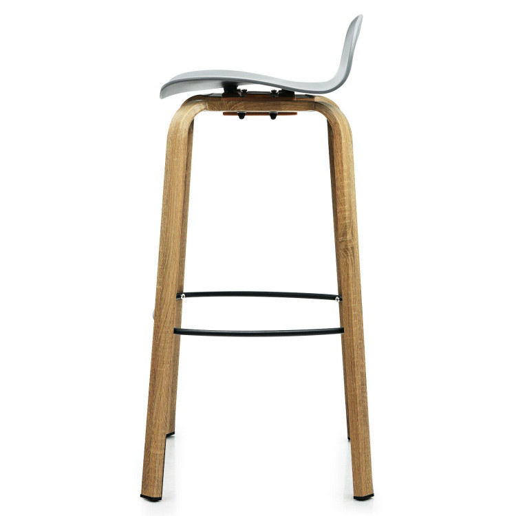 Set of 2 Modern Barstools Pub Chairs with Low Back and Metal Legs-GrayCostway Gallery View 6 of 12