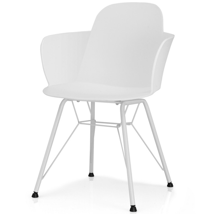 Set of 2 Metal Frame Modern Petal-Shape Plastic Dining Chairs-WhiteCostway Gallery View 10 of 12