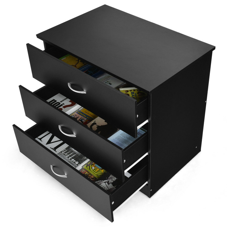 3 Drawer Dresser Chest of Drawer with Wide Storage Space Organiser-BlackCostway Gallery View 4 of 12