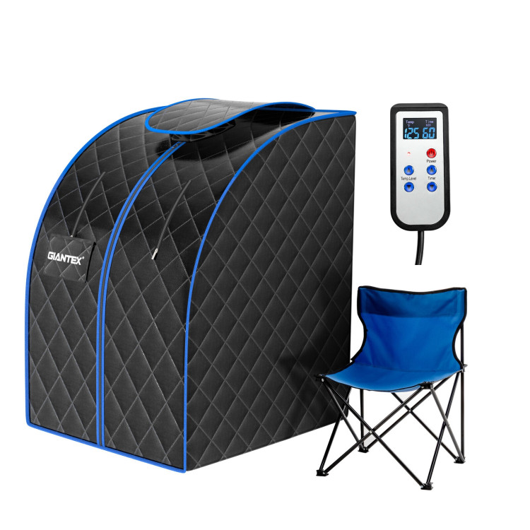 Portable Personal Far Infrared Sauna with Heating Foot Pad and Chair-BlackCostway Gallery View 4 of 13