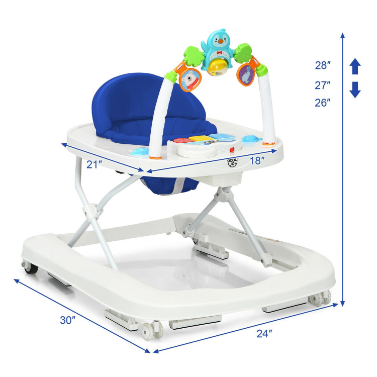 2-in-1 Foldable Baby Walker with Adjustable Heights-BlueCostway Gallery View 4 of 12