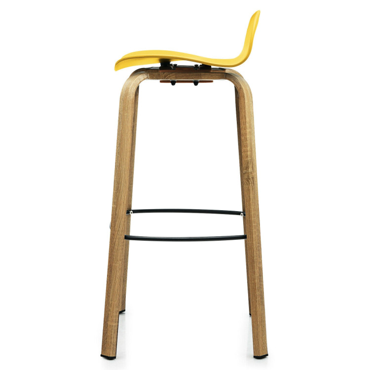 Set of 2 Modern Barstools Pub Chairs with Low Back and Metal Legs-YellowCostway Gallery View 5 of 12