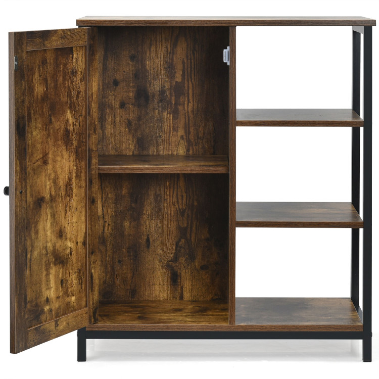 Multipurpose Freestanding Storage Cabinet with 3 Open Shelves and DoorsCostway Gallery View 5 of 12