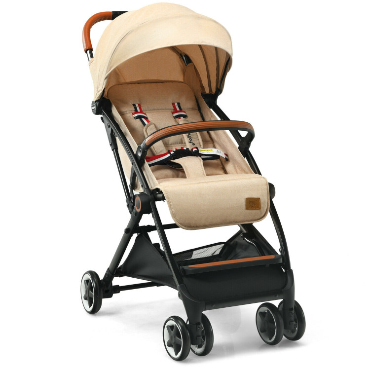 Lightweight Aluminium Frame Baby Stroller with Net-BeigeCostway Gallery View 3 of 12