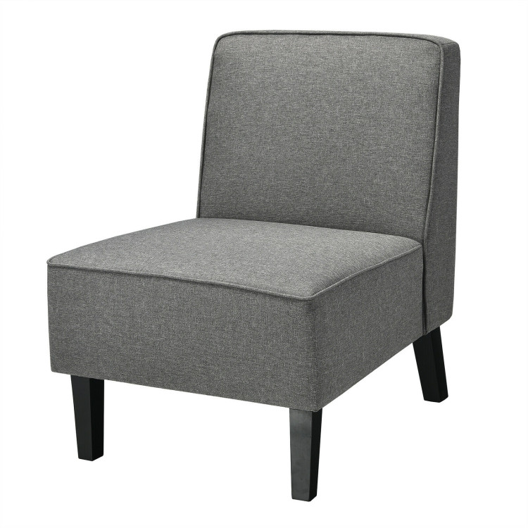 Single Fabric Modern Armless Accent  Sofa Chair with Rubber Wood Legs -GrayCostway Gallery View 9 of 12
