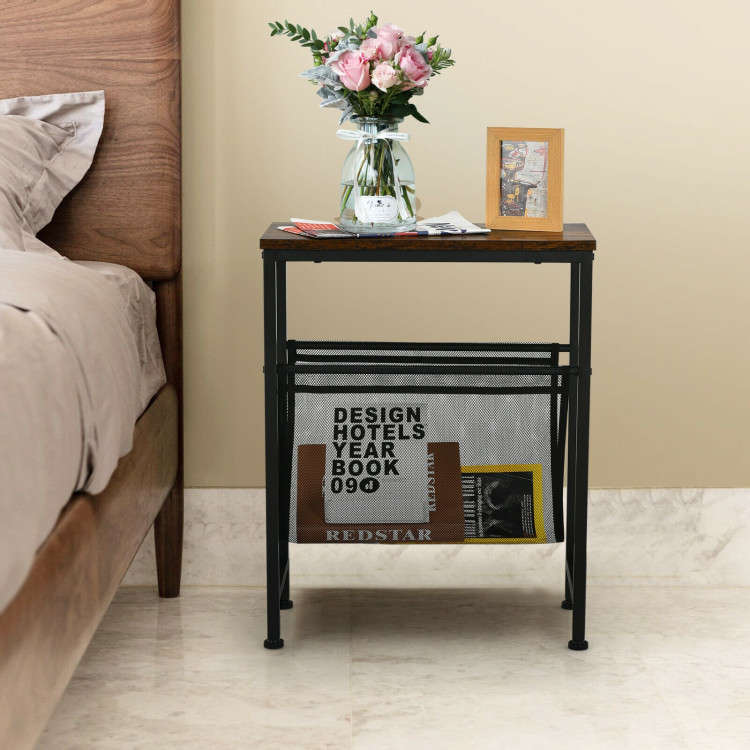 Narrow End Table with Magazine Holder Sling for Small SpaceCostway Gallery View 8 of 12