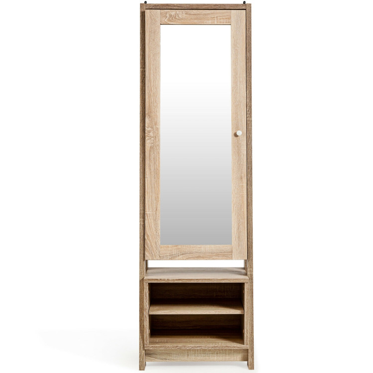  2-in-1 Wooden Cosmetics Storage Cabinet with Full-Length Mirror and Bottom RackCostway Gallery View 8 of 12