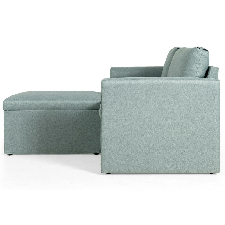 Convertible L-Shaped Sectional Sofa Couch with Reversible Chaise-GreenCostway Gallery View 8 of 12