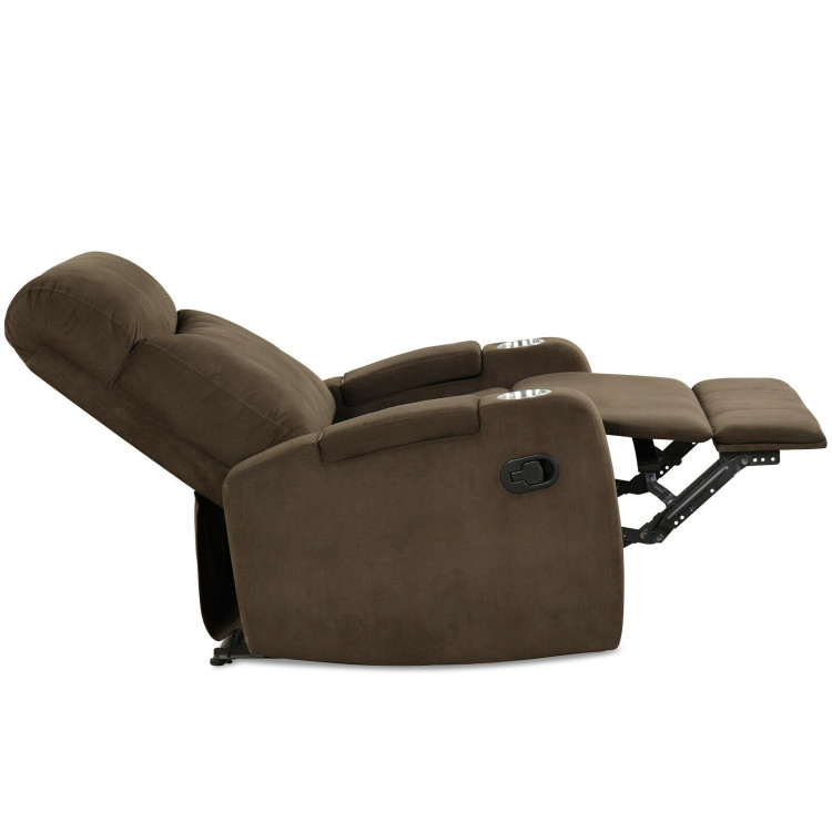 Recliner Chair Single Sofa Lounger with Arm Storage and Cup Holder for Living Room-CoffeeCostway Gallery View 8 of 12