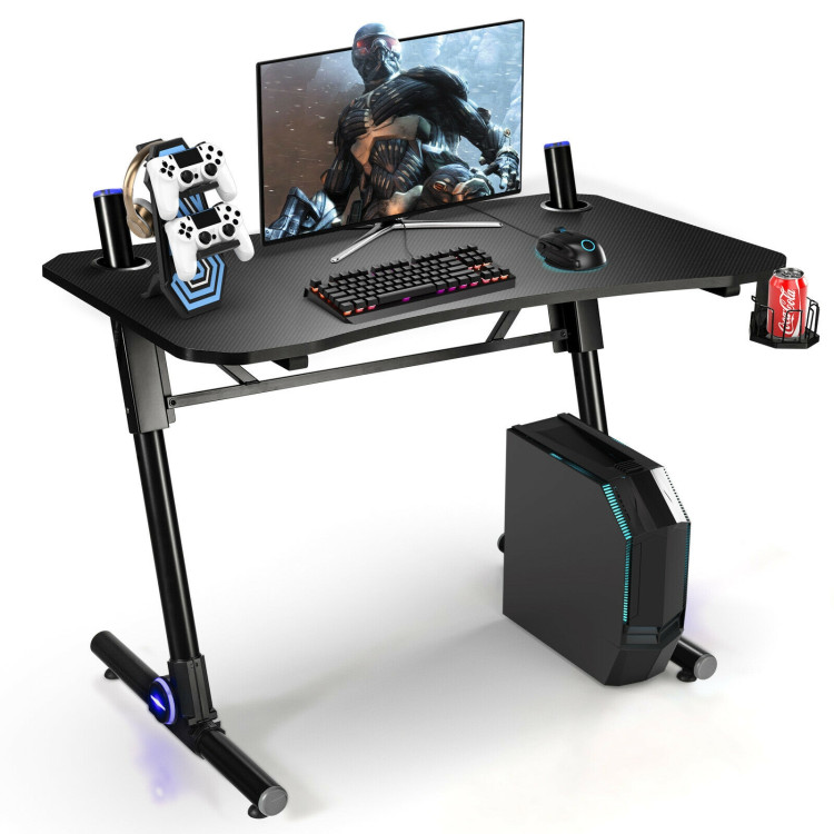 43.5 Inch Height Adjustable Gaming Desk with Blue LED LightsCostway Gallery View 1 of 12
