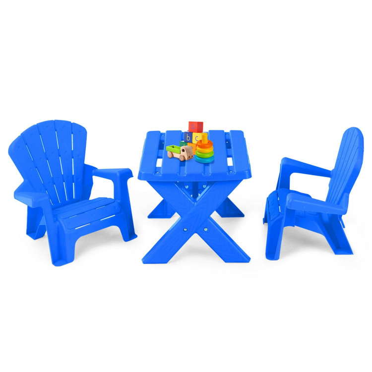 3-Piece Plastic Children Table Chair Set-BlueCostway Gallery View 1 of 12