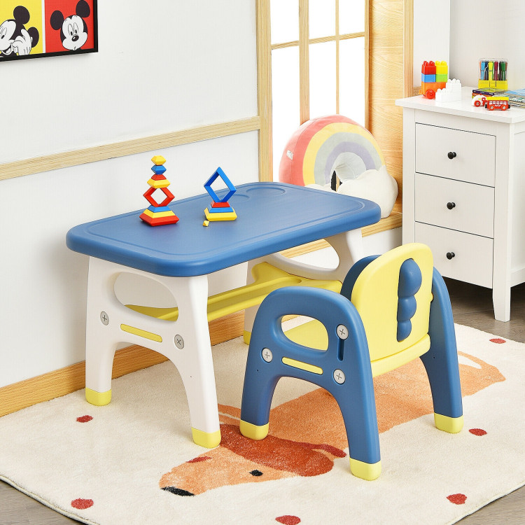 Kids Activity Table and Chair Set with Montessori Toys for Preschool and Kindergarten-BlueCostway Gallery View 2 of 12