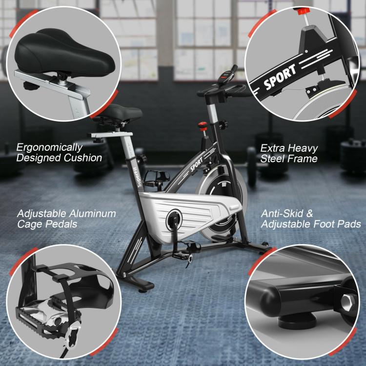 Indoor Exercise Cycling Bike with Heart Rate and MonitorCostway Gallery View 6 of 12