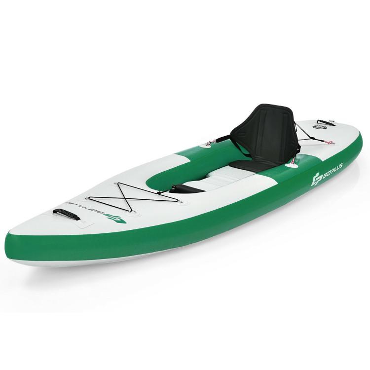 Inflatable Kayak Includes Aluminum Paddle with Hand Pump for 1 Person-GreenCostway Gallery View 8 of 12