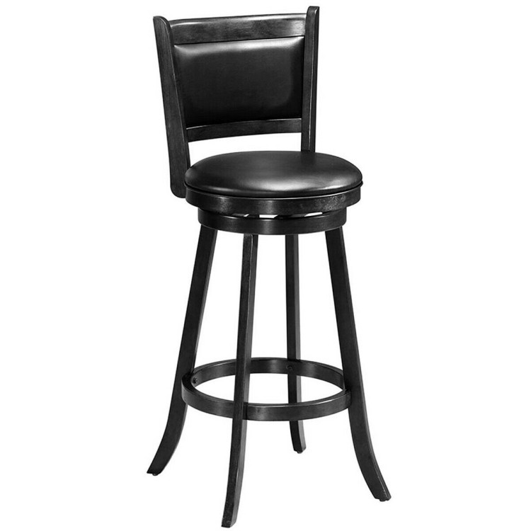 Set of 2 29 Inch Swivel Bar Height Stool Wood Dining Chair Barstool-BlackCostway Gallery View 11 of 12