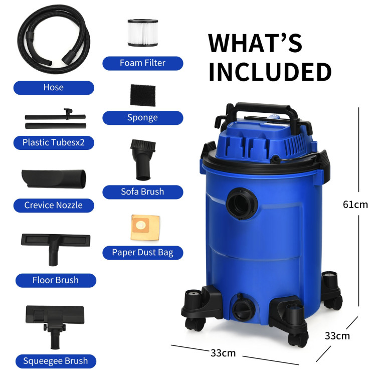3 in 1 6.6 Gallon 4.8 Peak HP Wet Dry Vacuum Cleaner with Blower-BlueCostway Gallery View 4 of 12