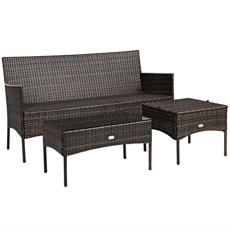 3 Pieces Patio Furniture Sectional Set with 5 Cozy Seat and Back Cushions-WhiteCostway Gallery View 9 of 12