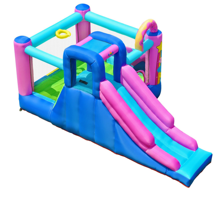 Inflatable Bounce Castle with Dual Slides and Climbing Wall without BlowerCostway Gallery View 7 of 12