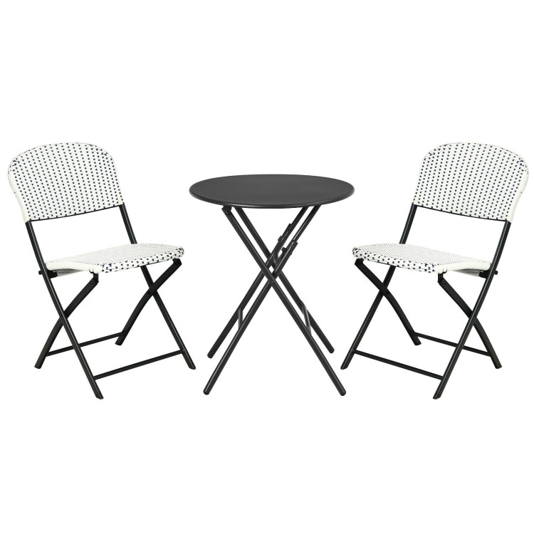 3 Pieces Patio Rattan Bistro Set with Round Dining Table and 2 ChairsCostway Gallery View 3 of 12
