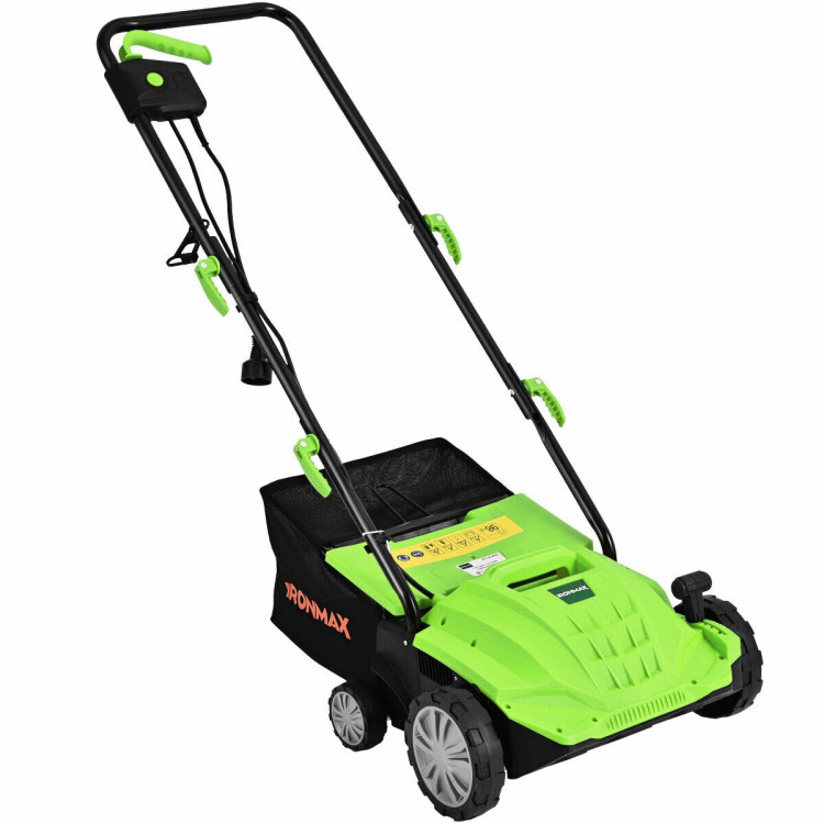 12Amp Corded Scarifier 13” Electric Lawn Dethatcher with 40L Collection Bag -GreenCostway Gallery View 8 of 12