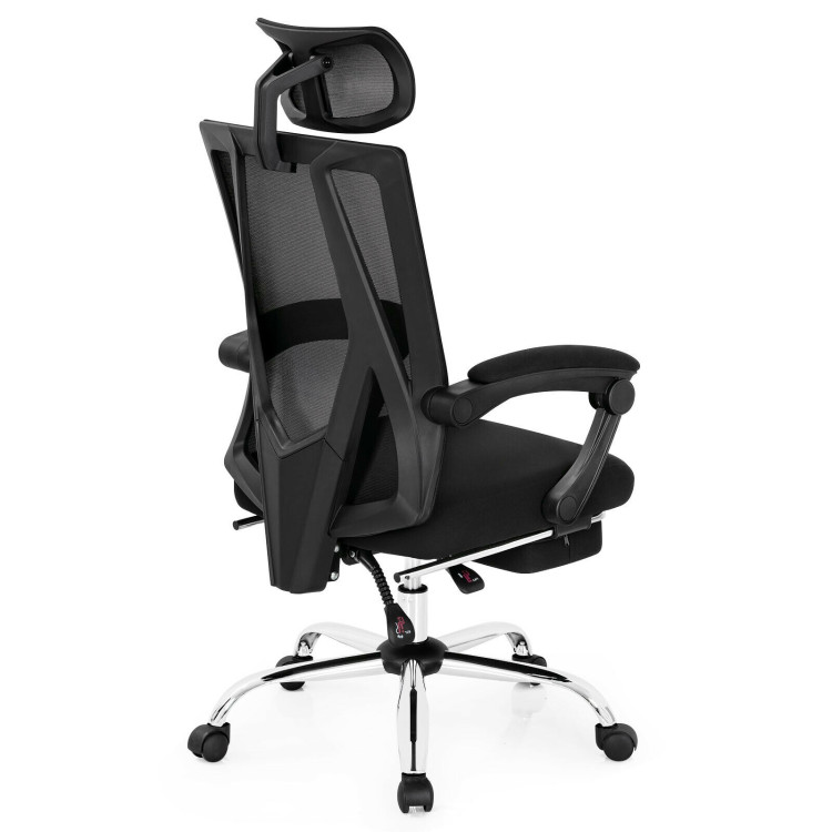 Ergonomic Recliner Mesh Office Chair with Adjustable Footrest-BlackCostway Gallery View 8 of 12