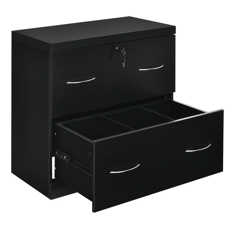 2-Drawer File Cabinet with Lock Hinging Bar Letter and Legal Size-BlackCostway Gallery View 9 of 12