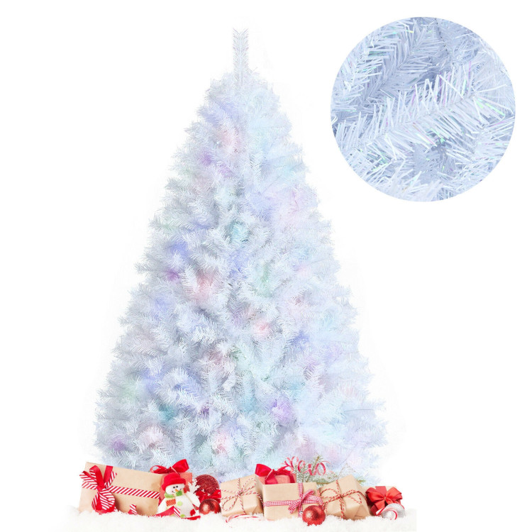 6 Feet Iridescent Tinsel Artificial Christmas Tree with 792 Branch TipsCostway Gallery View 8 of 12