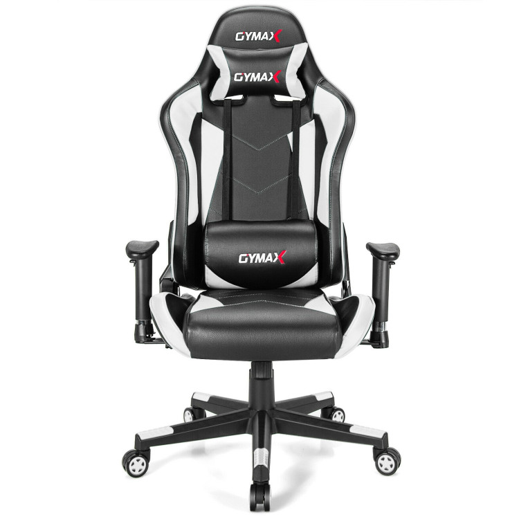 Gaming Chair Adjustable Swivel Racing Style Computer Office Chair-WhiteCostway Gallery View 8 of 12