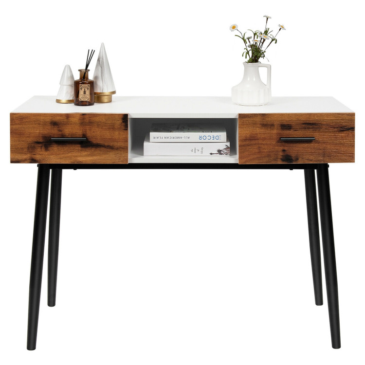 48 Inch Industrial Console Table with 2 Drawers for Entryway HallwayCostway Gallery View 4 of 12