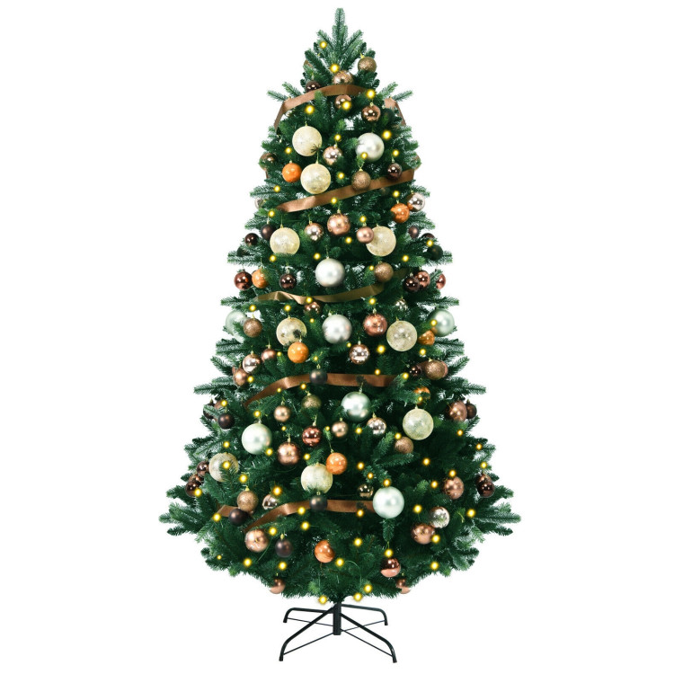 7.5 Feet Artificial Christmas Tree with Ornaments and Pre-Lit LightsCostway Gallery View 1 of 13