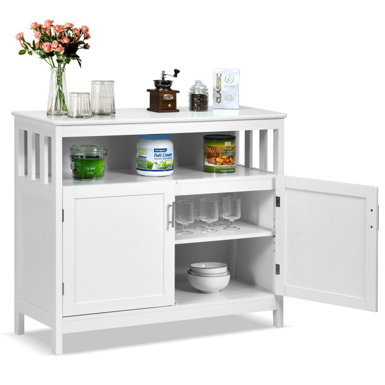 Kitchen Buffet Server Sideboard Storage Cabinet with 2 Doors and Shelf-WhiteCostway Gallery View 9 of 12