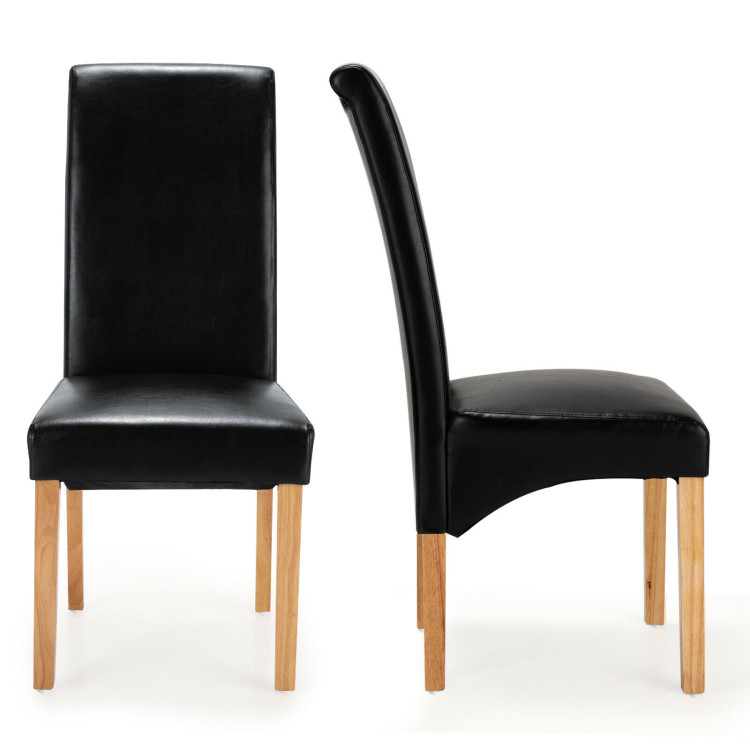 2 Pieces Dining Chairs Set with Rubber Wood Legs-BlackCostway Gallery View 7 of 12